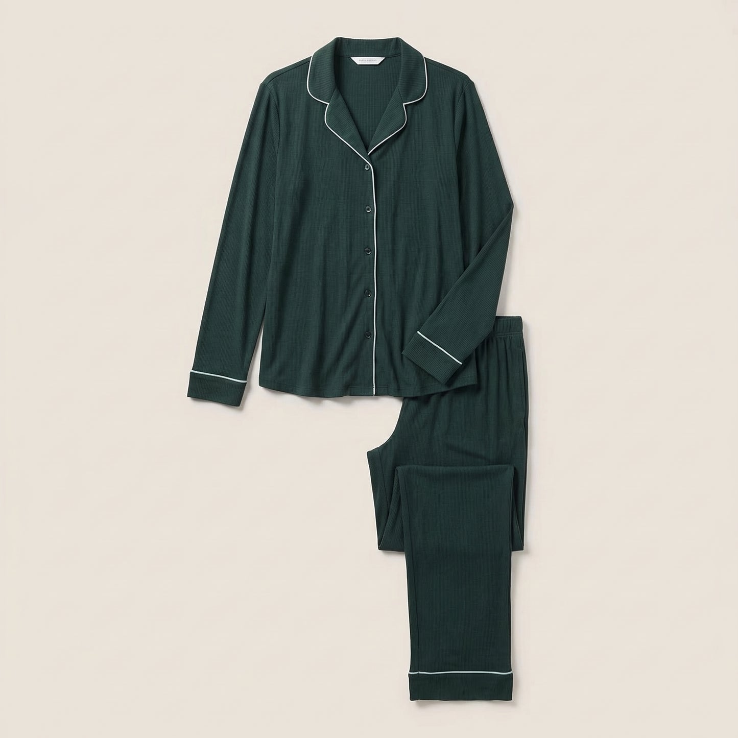 Sophia – Bamboe ribgebreide pyjamatop met lange mouwen