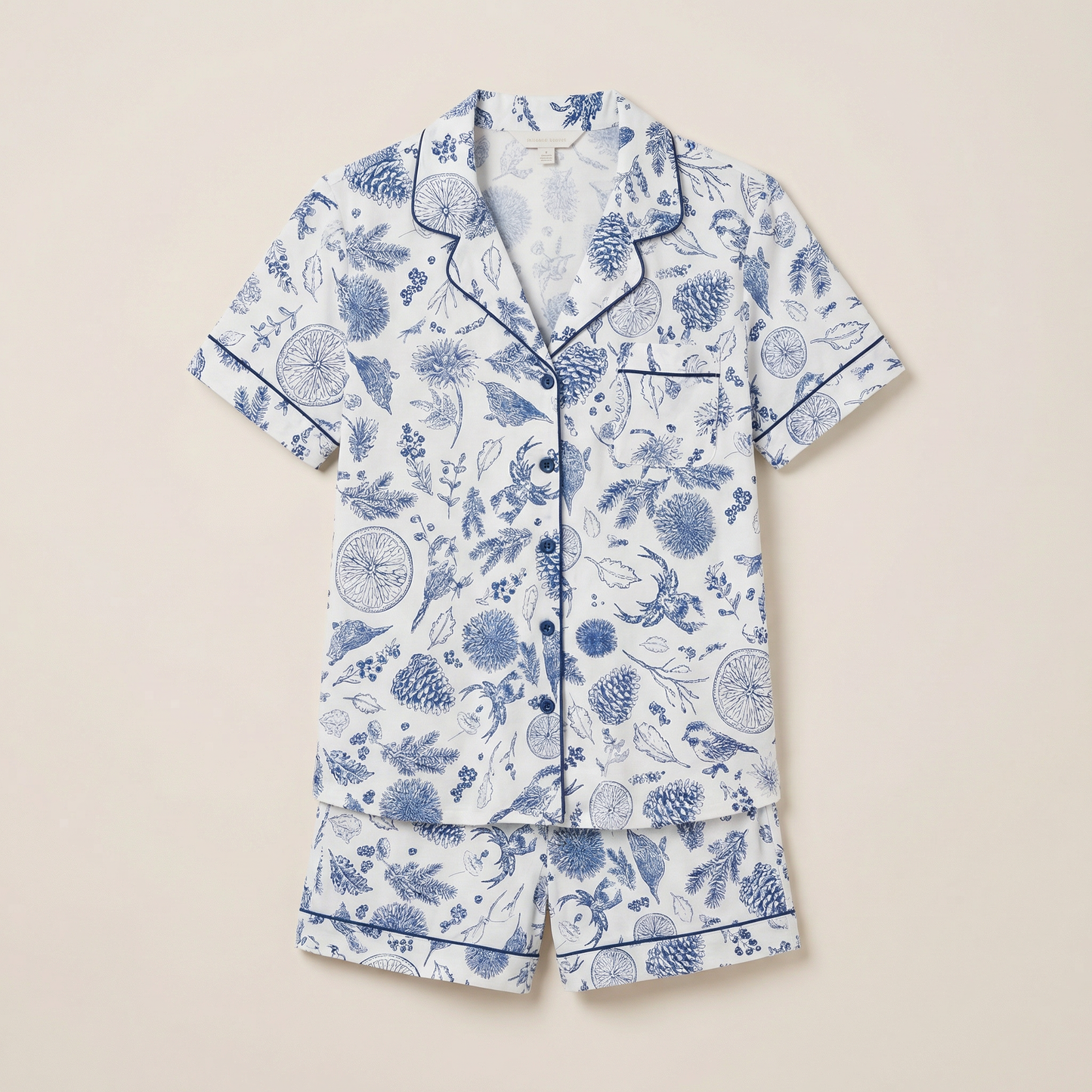 Charlotte – Bamboe stretchgebreide pyjamaset met korte mouwen