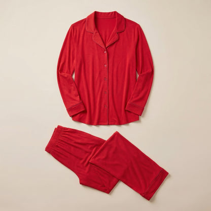 Sophia – Bamboe ribgebreide pyjamatop met lange mouwen